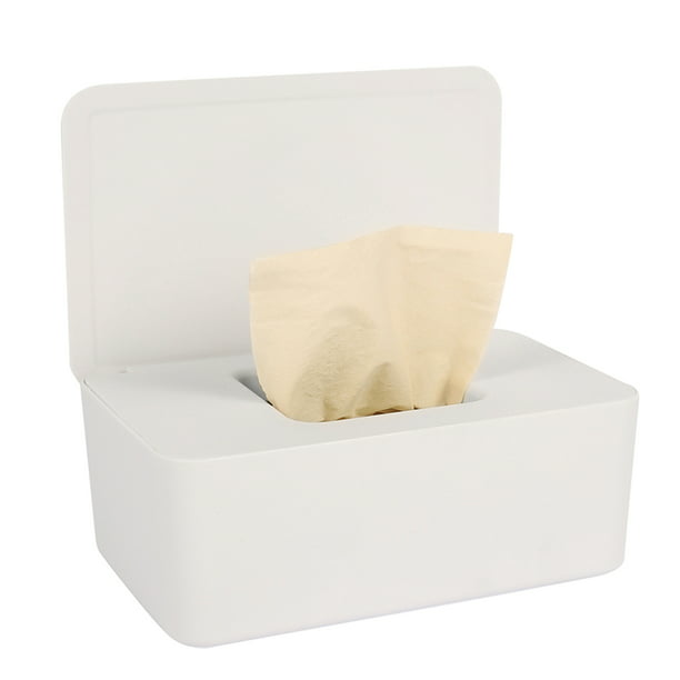 Tissue Dispenser Holder with Lid Home Office Wet Wipes Storage Box White Case